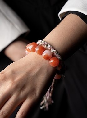 一物一图 . 南红玛瑙藏式编绳手串 原创设计玛瑙双圈民族风手链