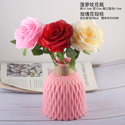 仿真花玫瑰花假花摆设客厅餐桌装饰品插花束花艺摆件高级感逼真 - 图0