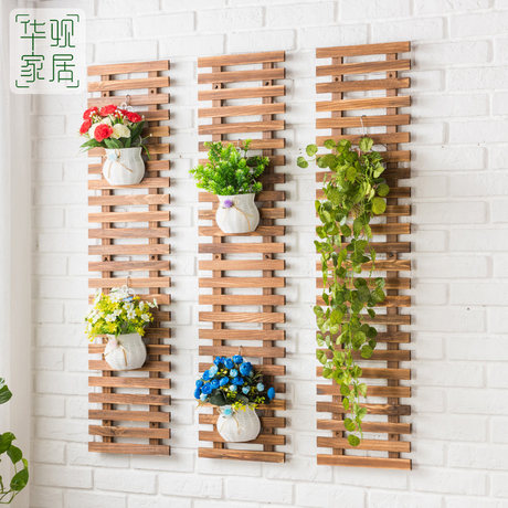 Solid Wood Wall Flower Rack European Balcony Living Room Wall Hanging Wall Plant Rack Hanging Green