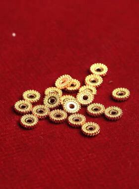 古法沙金隔片飞碟珠扭纹镀金雪花齿轮老金隔片配件首饰手链diy