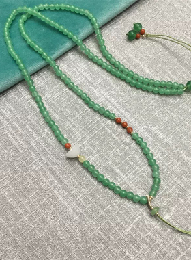 百搭气质绿色串珠吊坠轻奢中式挂坠项链配饰品简约珠链国风挂脖