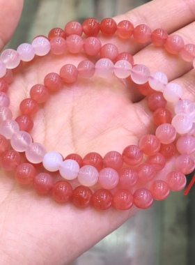 盐源玛瑙渐变手串珠子串珠天然转运水蜜桃水晶手链女手饰情侣礼物