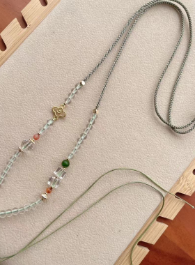 手工编织白色珠链吊坠绳男女翡翠蜜蜡毛衣链调节绳轻奢项链绳