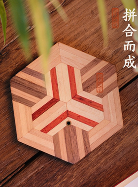 自然造物拼木线香香插木质几何家用熏香器皿旅行便携伴手礼物文创