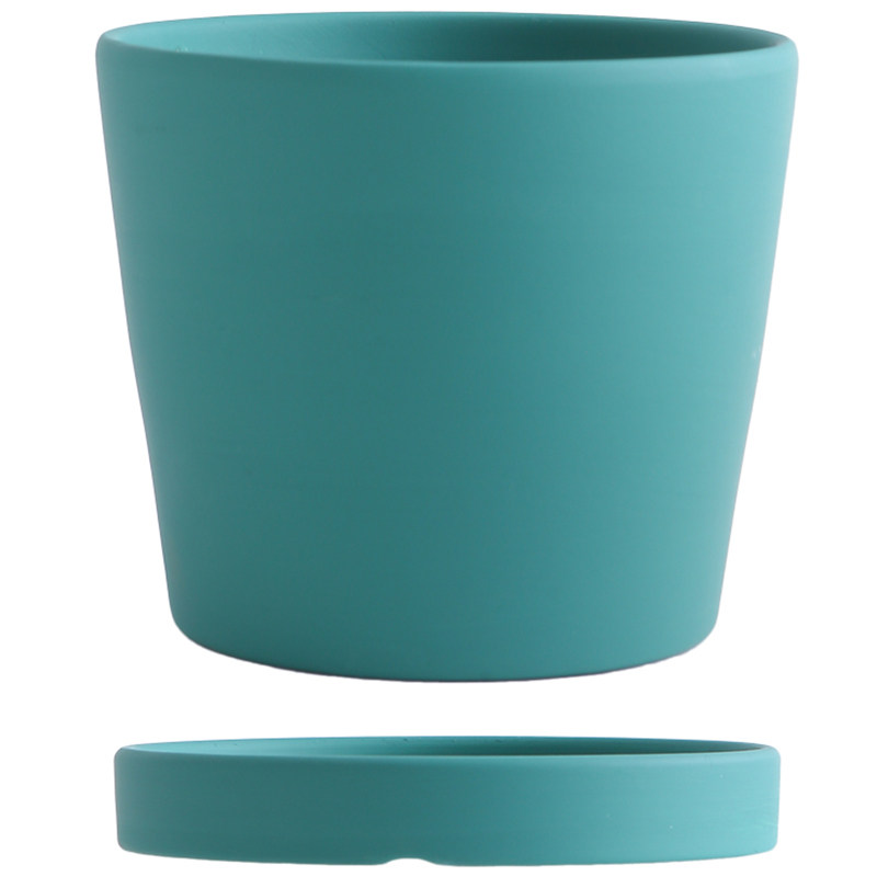 陶瓷多彩简约北欧风ins带托盘圆形素烧花盆鲜花多肉绿萝绿植盆栽,淘宝优惠券,粉丝福利购,淘宝优惠卷