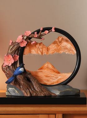 新中式喜上梅梢流沙画摆件