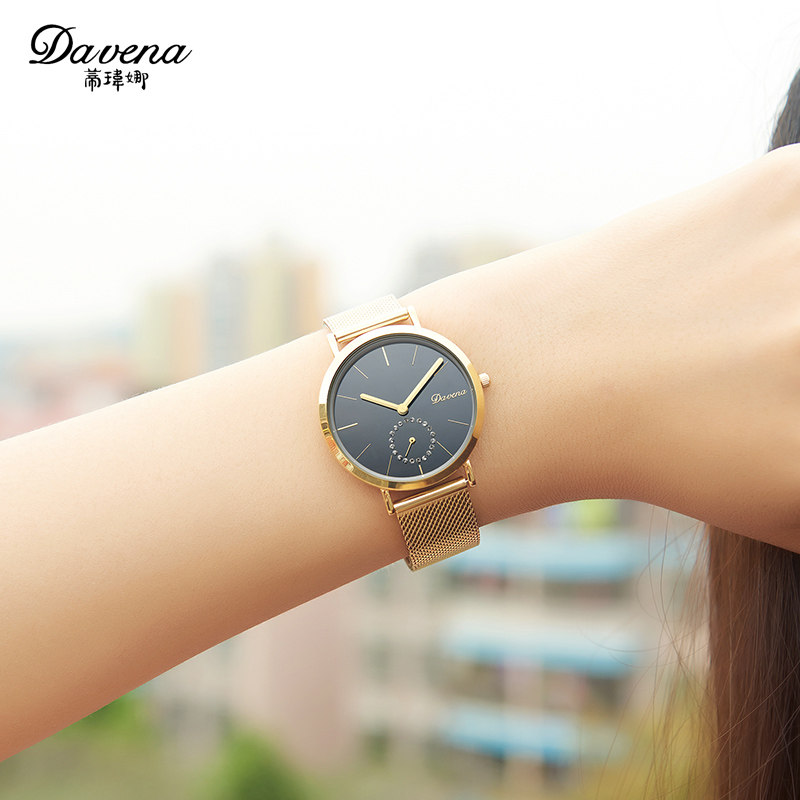 新款蒂玮娜davena钢带个性男士手表 davena童凯国产腕表