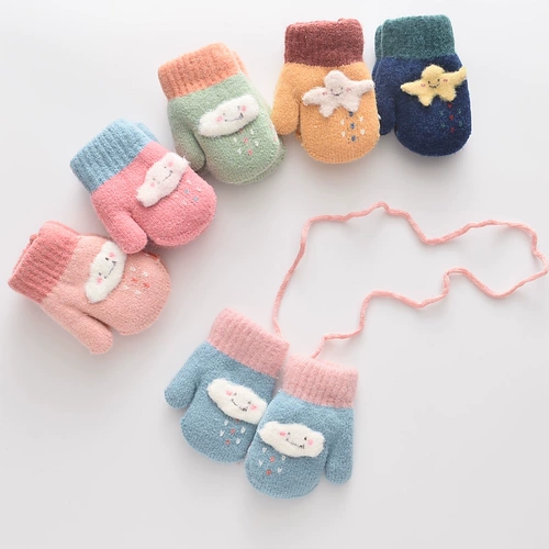 Детские зимние милые флисовые удерживающие тепло перчатки для мальчиков для раннего возраста, 0-1 лет