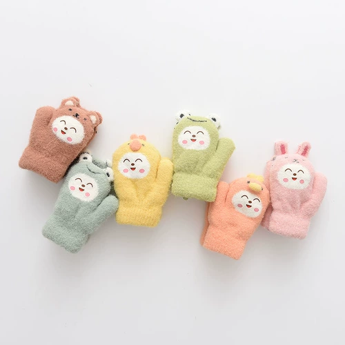 Детские зимние милые флисовые удерживающие тепло перчатки для мальчиков для раннего возраста, 0-1 лет
