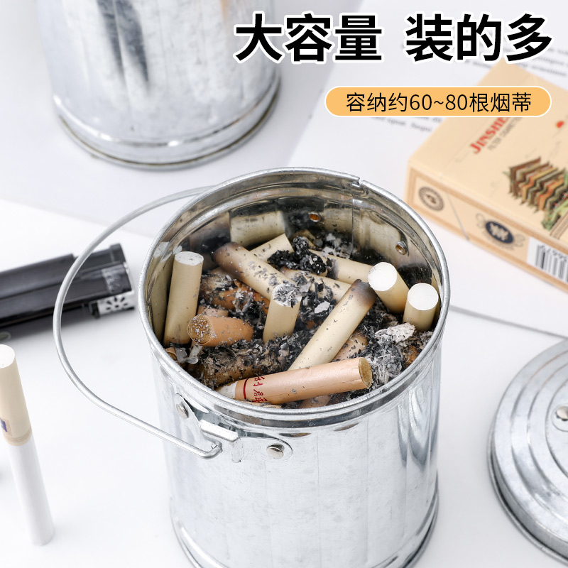 ECHO日本带盖圆形烟灰缸防风防飞灰客厅个性家用带盖烟头收纳桶