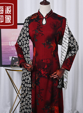 春秋季旗袍中年妈妈款真丝围巾