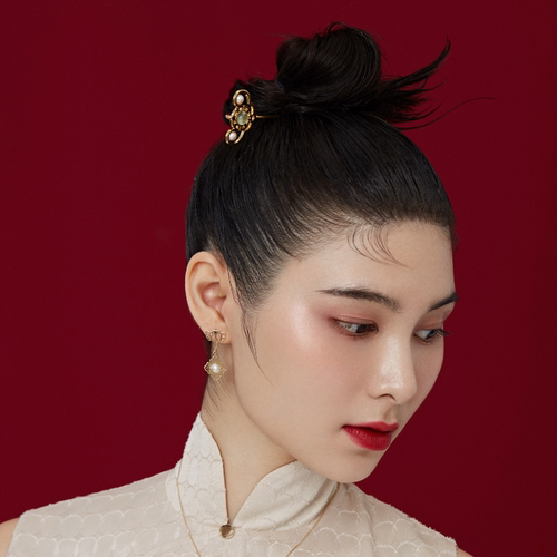 吉祥如意耳坠18K金Akoya珍珠美颂之光MAISON LUMIERE 宫里 中国风 - 图1