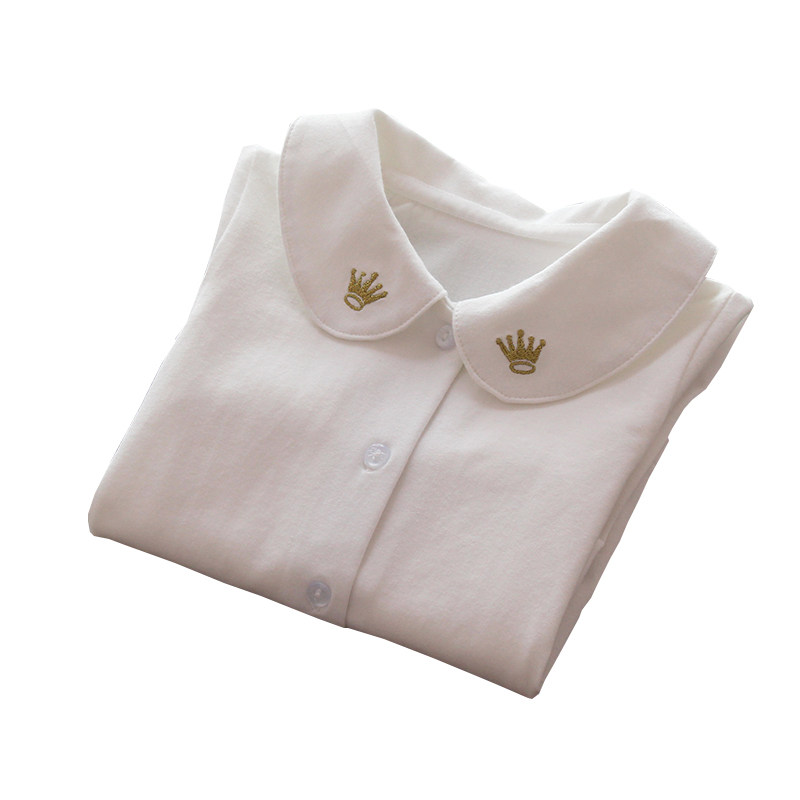 娃娃领女童打底衫秋冬季纯棉中大童长袖T恤白色翻领儿童宝宝衬衣,淘宝优惠券,粉丝福利购,淘宝优惠卷