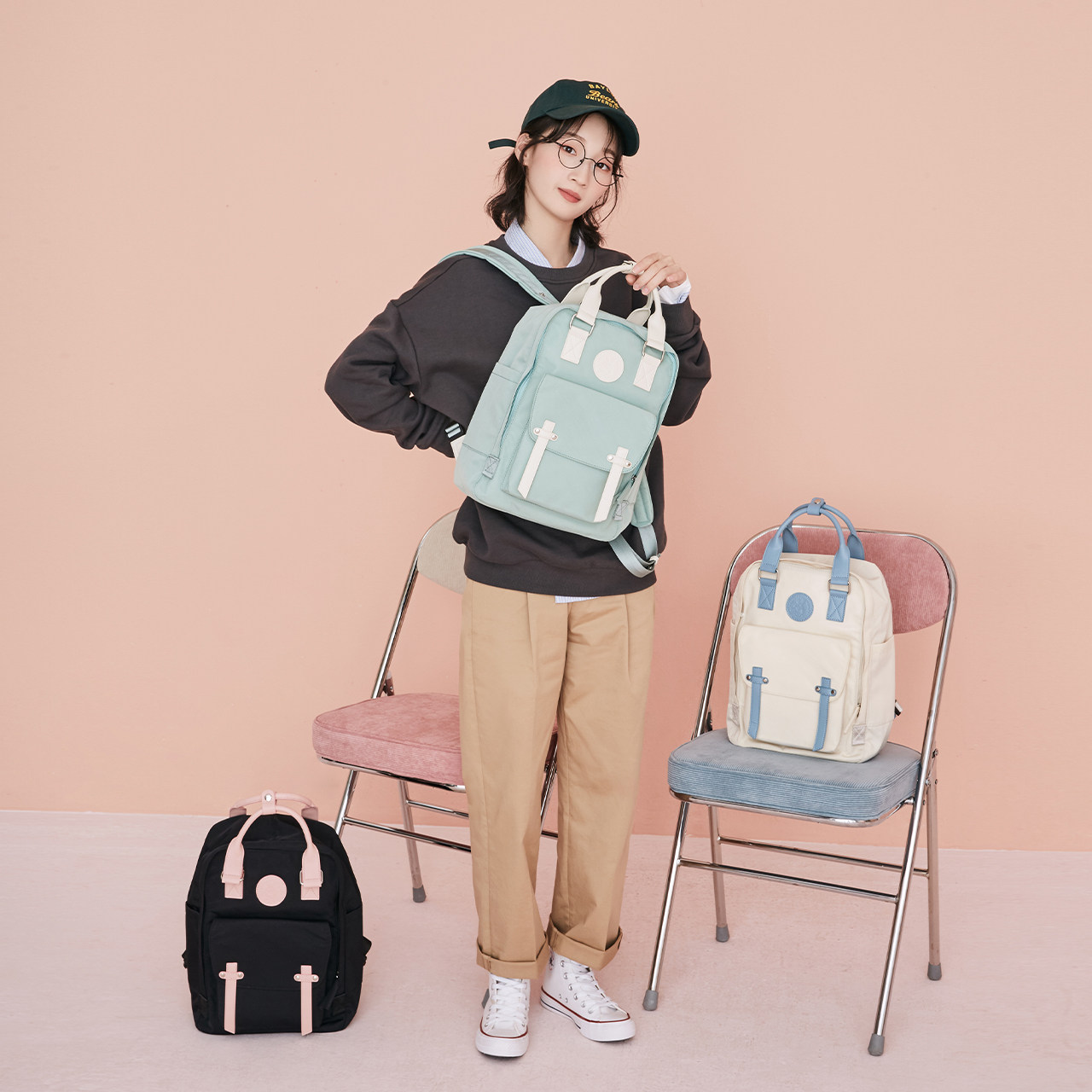 不莱玫女jk原创小众旅行轻便双肩包 不莱玫双肩背包