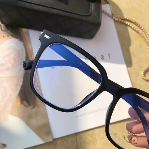 方形黑色眼镜框无镜片镜框男大脸显脸小网红装饰眼镜女潮素颜神器 - 图1