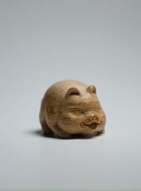 山宁竹舍 精工手作竹根雕小猪仔把件