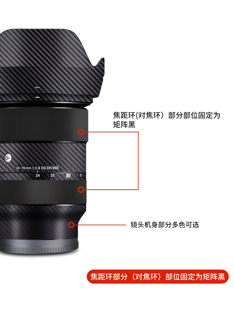 适用于适马24-70F2.8 DG DN镜头保护贴膜2470ART贴纸碳纤维相机镜头贴纸全包3M配件 - 图3