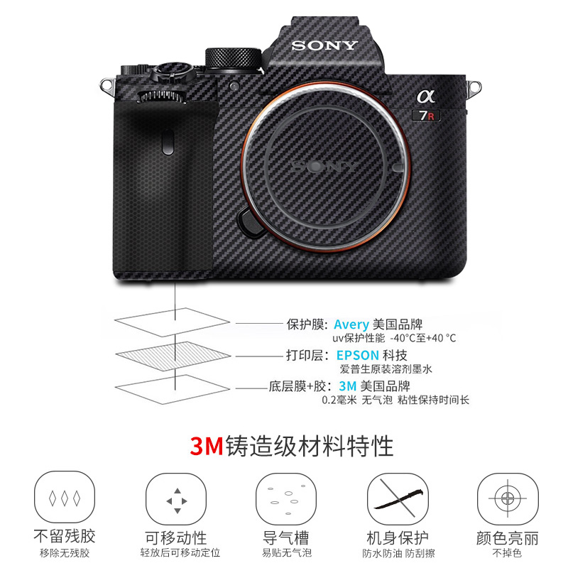 适用于索尼A7R4相机贴纸A7R4A机身全包保护贴膜SONY A7R4镜头保护膜数码相机屏幕装饰3m保护贴定制外壳膜配件 - 图3