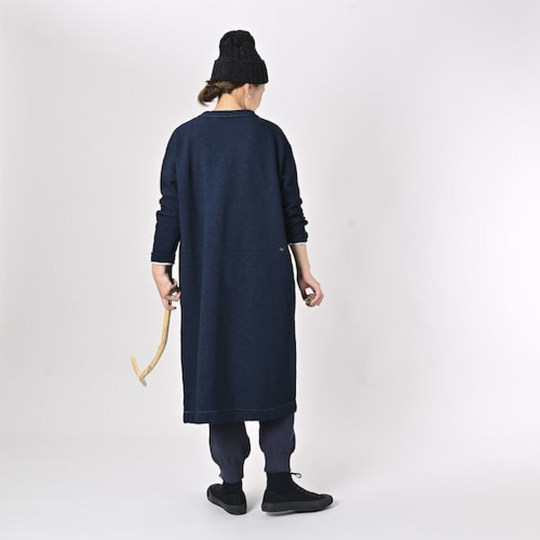 日系25秋冬新品Ctrl C 45r吉它字母印花靛蓝毛圈长裙连衣裙女