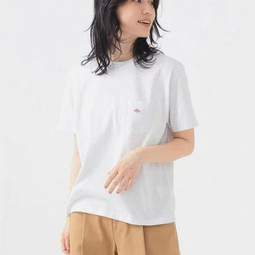 日系新品danton纯色简约百搭短袖圆领T恤百搭上衣女 - 图1