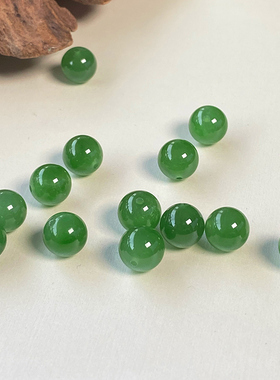 玉萌色正品和田玉碧玉珠子