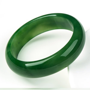 玉萌色和田碧玉手镯女玉镯和田玉镯子带证书天然玉石镯子女YA080