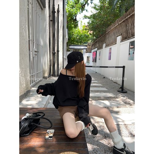 十一石 入秋百搭王 含羊毛针织短裤女小个子直筒宽松阔腿休闲裤ll - 图3