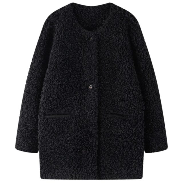 Premium slouchy black sherpa jacket