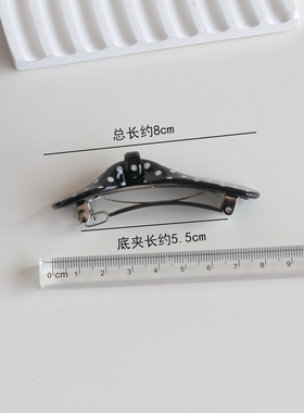 法式波点蝴蝶结发夹女小众设计感亚克力弹簧夹顶夹两侧碎发夹横夹