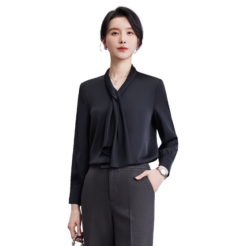 诗璐雅职业衬衫女士长袖春秋新款气质上衣内搭衬衣OL通勤面试正装 - 图3