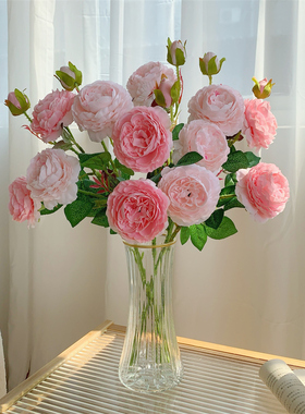 高级感逼真仿真玫瑰花假花绢花干花花束餐桌花摆设客厅装饰花摆件
