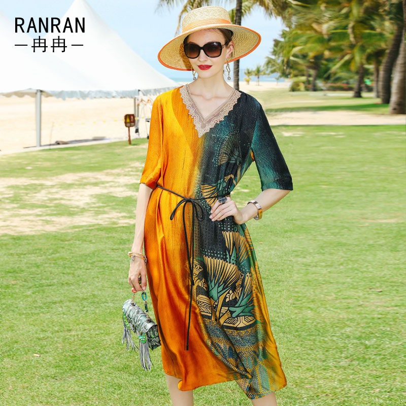 冉冉夏季撞色2022新款民族风连衣裙 ranran服饰连衣裙