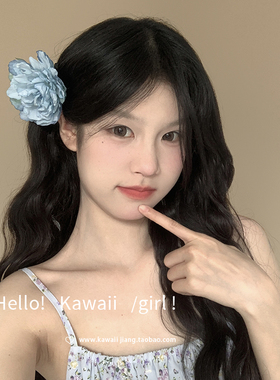 kawaii酱淡颜系蓝色牡丹花朵发夹