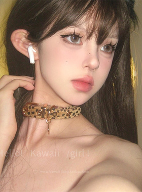 复古辣妹豹纹choker项链