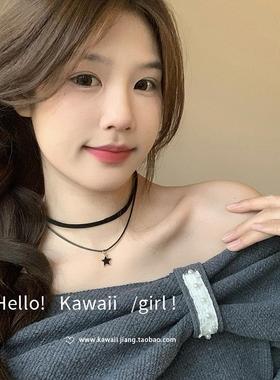 暗黑系五角星锁骨链短款