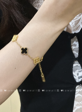 ins小众黑金四叶草手链