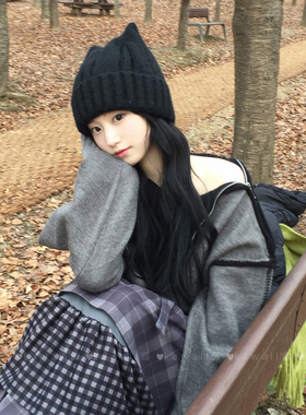 秋冬复古甜酷毛线帽女