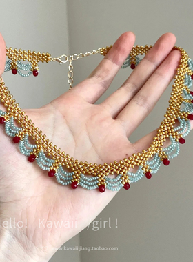 中古敦煌风撞色蕾丝花边项链