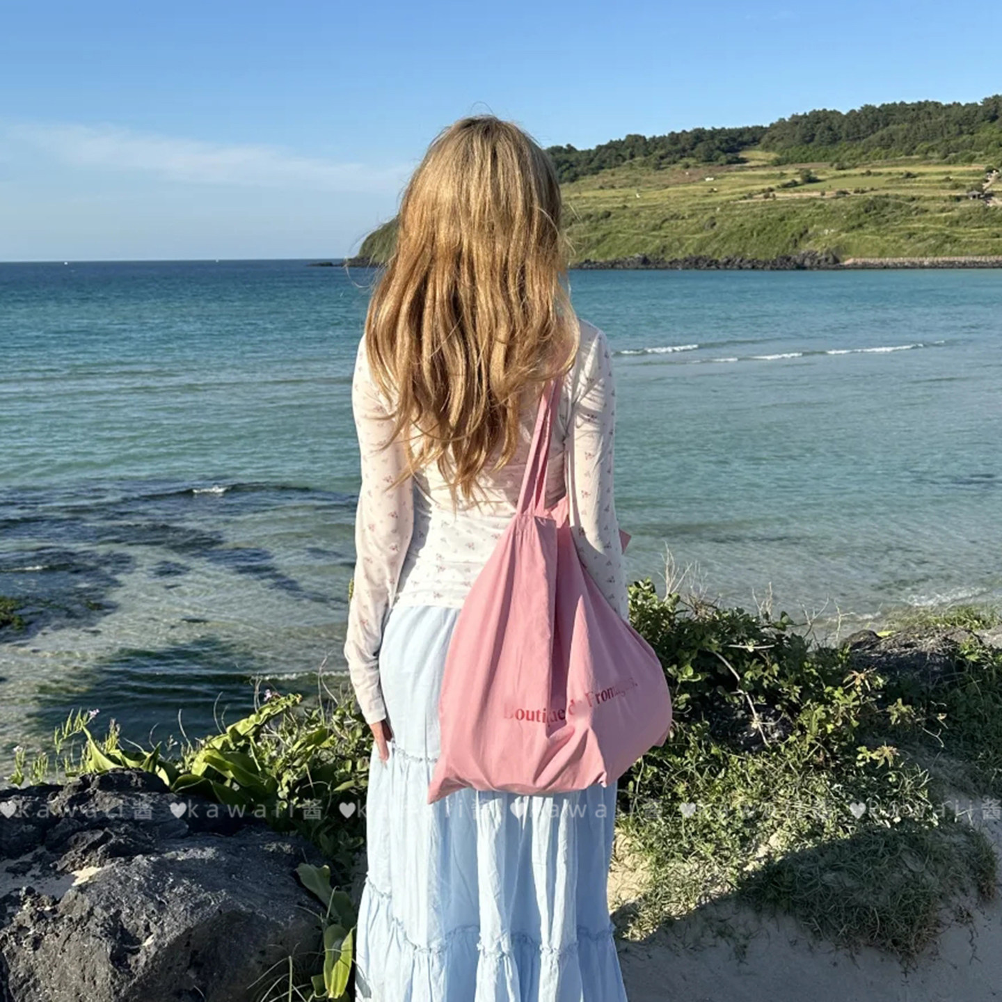 韩版慵懒风粉色帆布包夏季海边度假风托特包多巴胺小众百搭手提包,淘宝优惠券,粉丝福利购,淘宝优惠卷