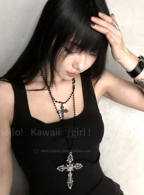 y2k哥特风重工双层十字架项链