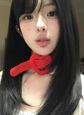 y2k甜酷红色爱心choker项圈