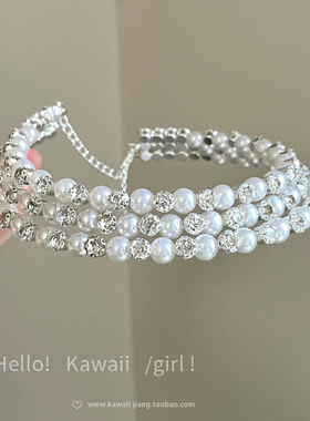 vintage三层珍珠项链耳环套装