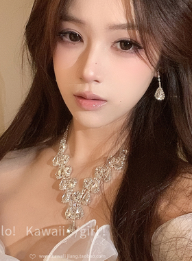 超闪水钻水滴项链耳环套装