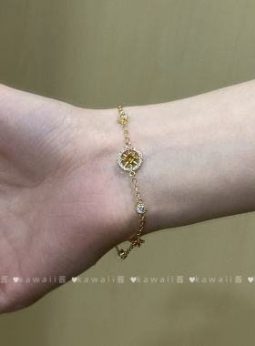 金色八芒星罗盘手链女生精致轻奢小众高级感手串叠戴巨好看的手饰