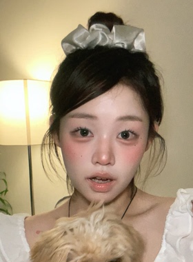 韩系氛围感缎面银灰色褶皱大肠发圈夏日慵懒风扎丸子头高级感发饰