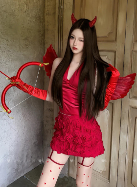 立体红色翅膀手套弓箭恶魔角对夹