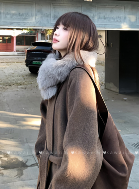 气质灰色仿狐狸毛毛绒围巾