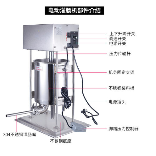 美华不锈钢电动灌肠机商用香肠机全自动小型火腿肠家用手动腊肠机 - 图2