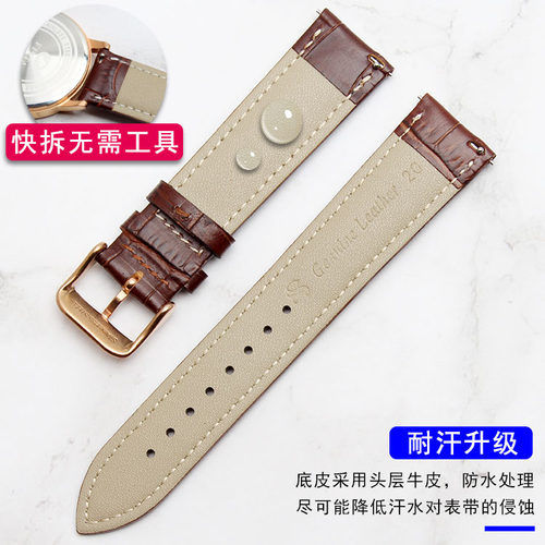Titus铁达时牛皮手表表带针扣皮表链天长地久系列真皮表带配件 20 - 图1