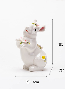 可爱立体浮雕兔子陶瓷摆件创意